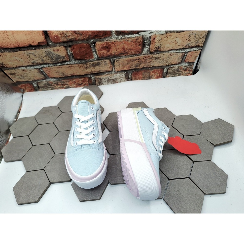 Vans Old Skool Stacked Pastel Multi Blue Platform Women 5 / GS Girl 3.5 New - Picture 11 of 11